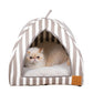 Mog and Bone Cat Bed Cat Igloo - Latte Hampton Stripe Print