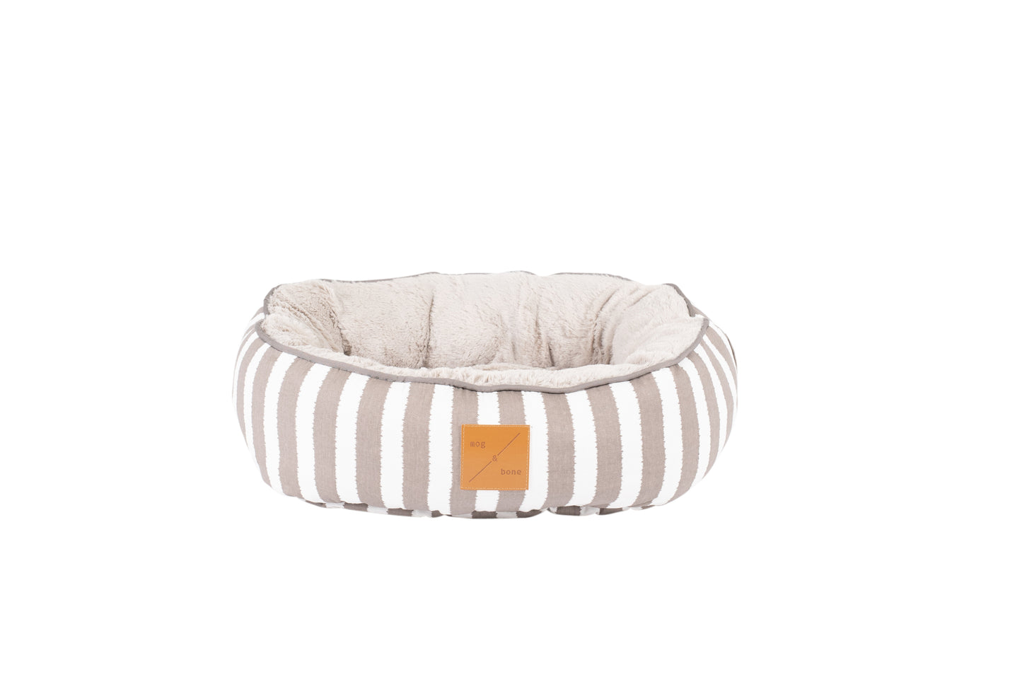Cat Bed - Reversible - Latte Hamptons Stripe