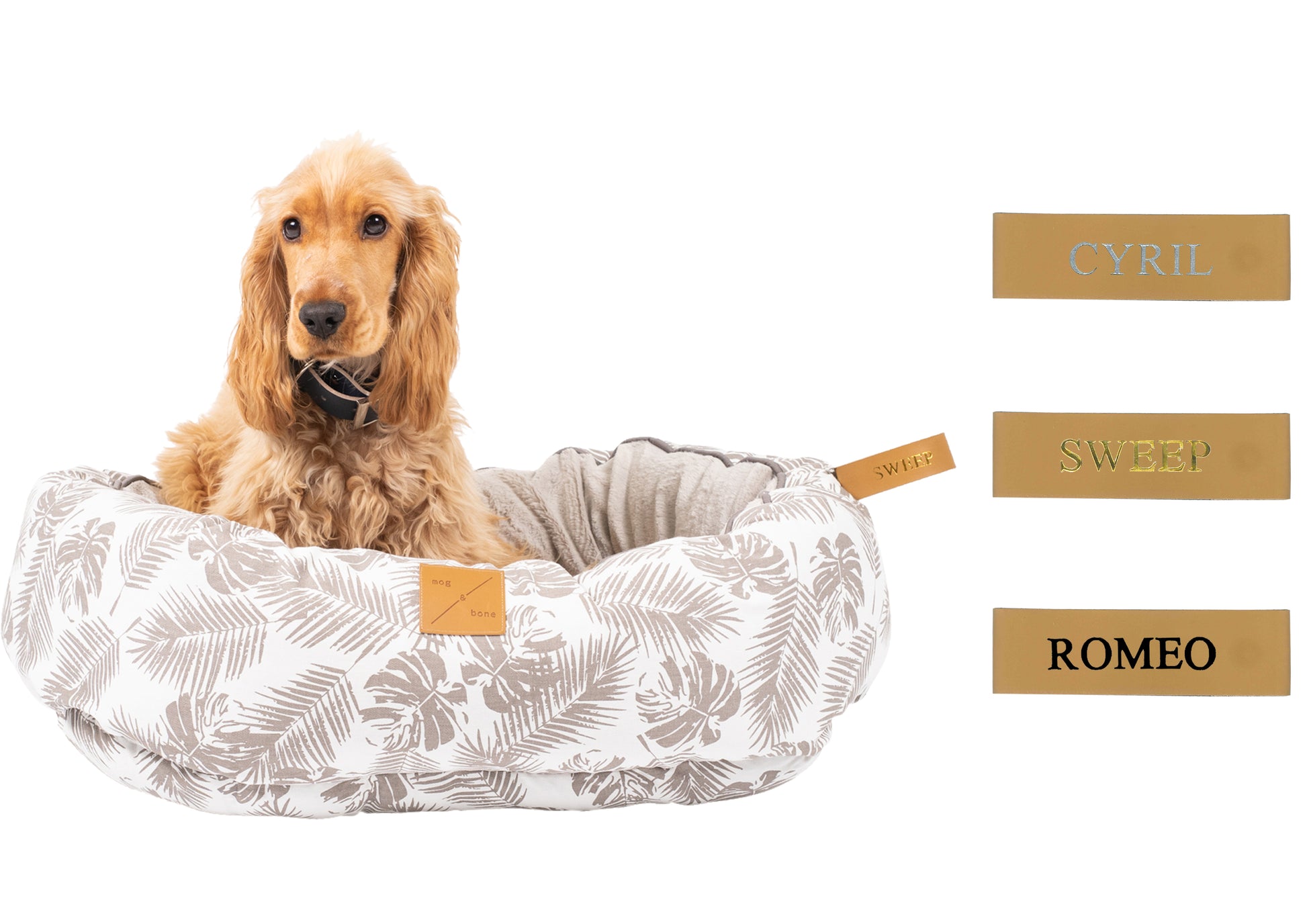 Mog & Bone Pet Products 4 Seasons Reversible Circular Dog Bed Custom Pet Name Tag