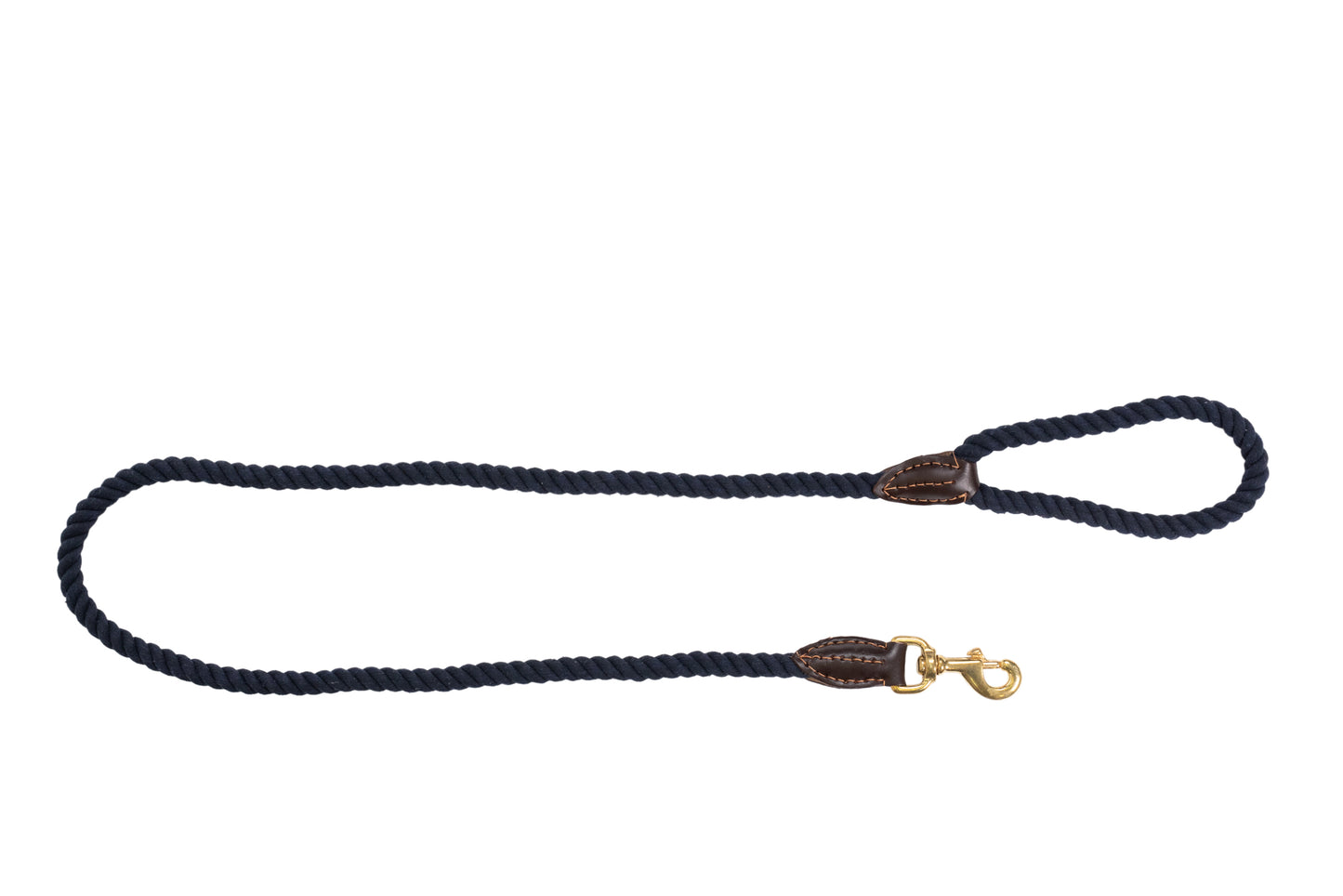 Rope Dog Lead (1.2m) - Leather & Brass Fittings - Navy – Mog & Bone