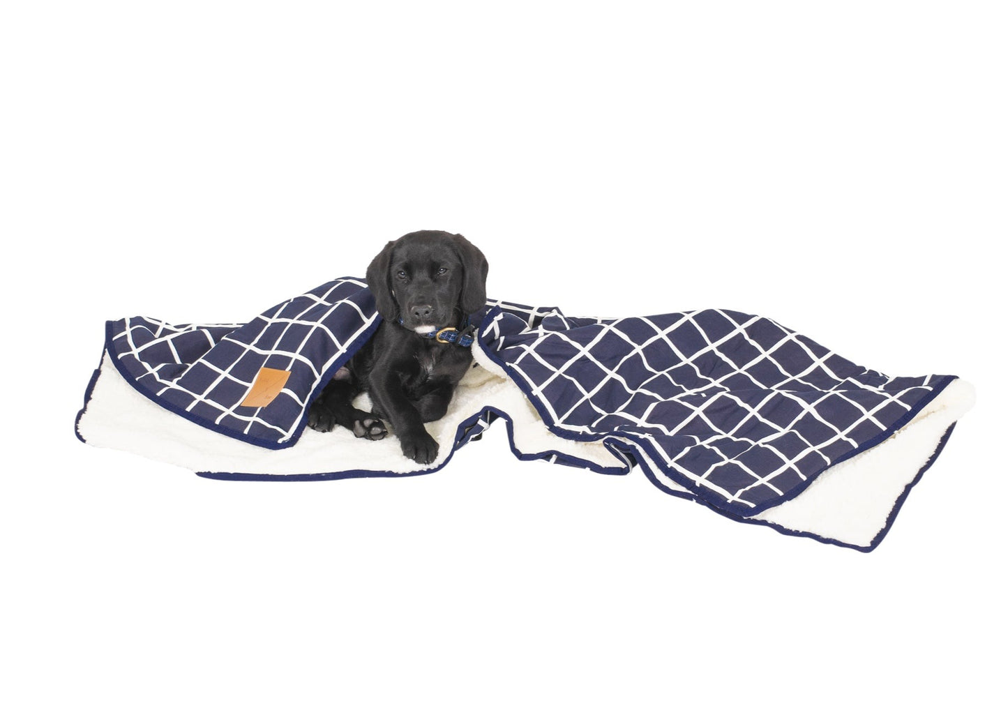 Mog and Bone Designer Dog Fleece Blanket - Navy Check Print