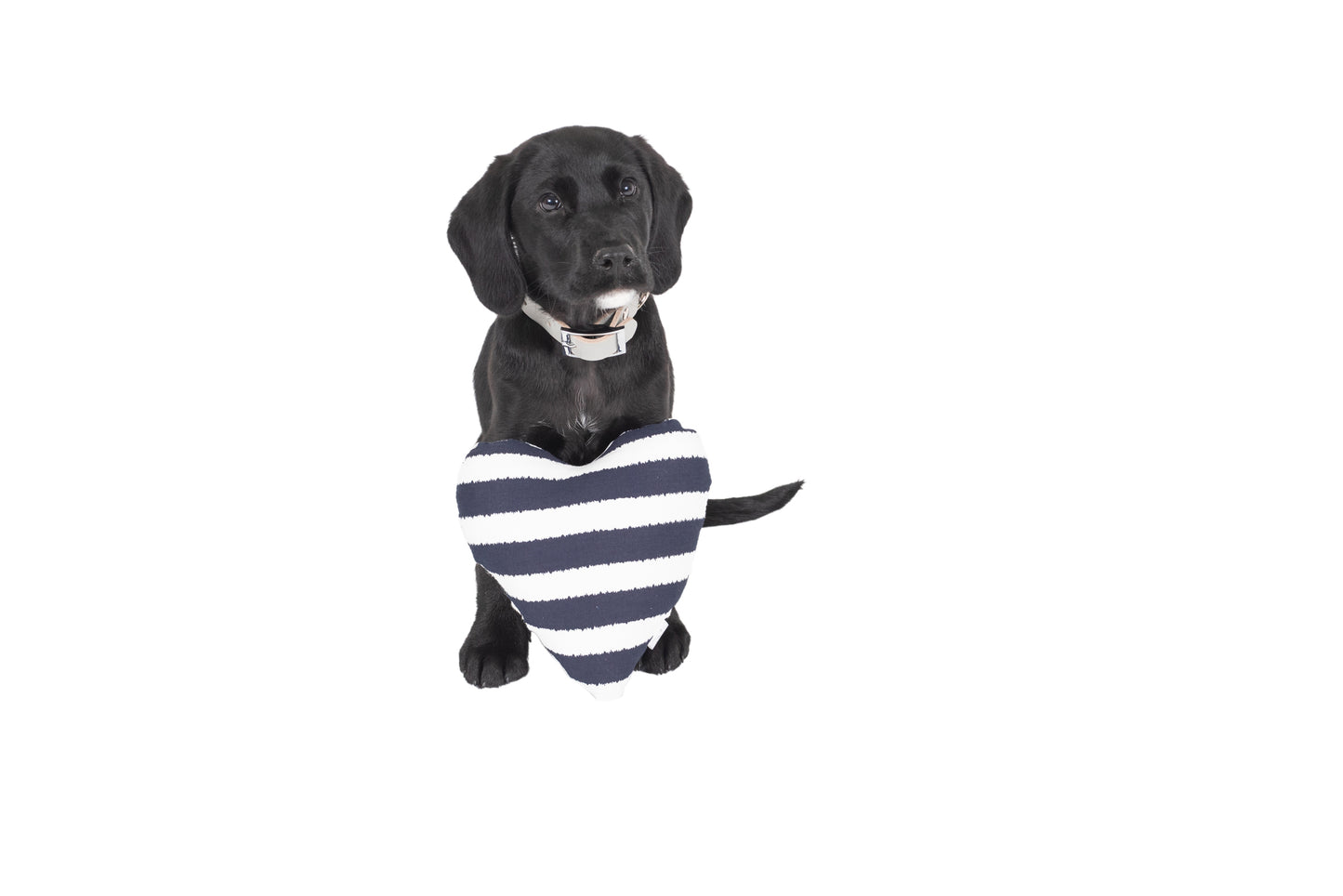 Heart Shaped Soft Dog Toy - Navy Hamptons Stripe Print