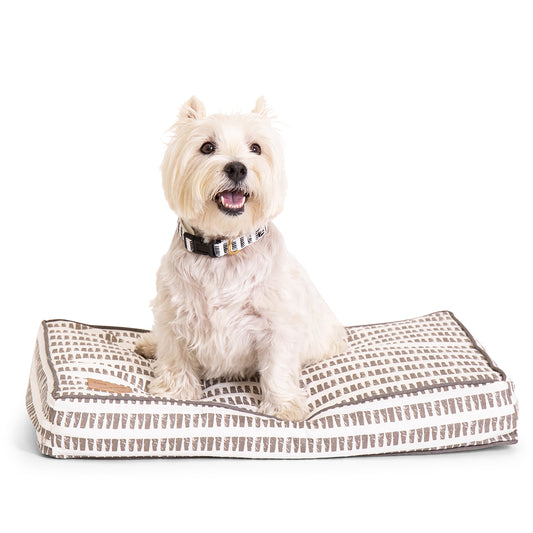 Mog and Bone Classic Cushion Dog Bed - Latte Mosaic Print