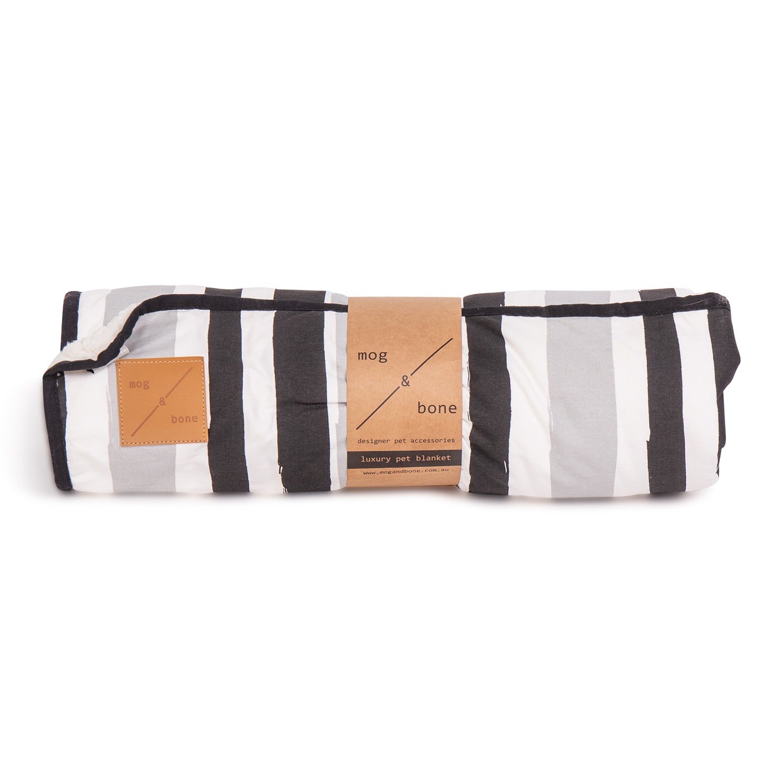 Mog and Bone Designer Dog Fleece Blanket - Pebble Black Brush Stroke Print