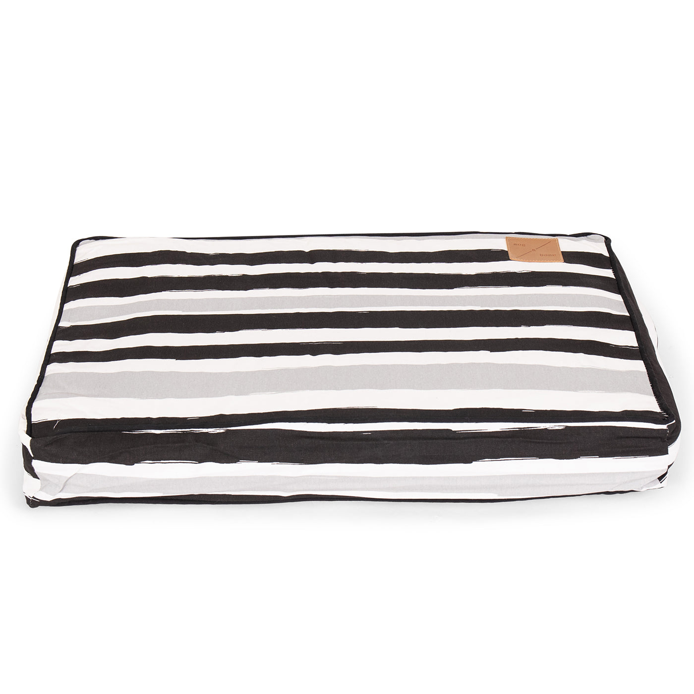 Mog and Bone Classic Cushion Dog Bed - Pebble Black Brush Stroke Print
