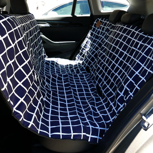 Mog and Bone Designer Dog Car Seat Cover - Navy Check