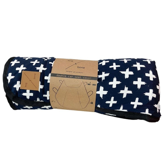 Mog and Bone Designer Dog Car Seat Cover - Navy Cross