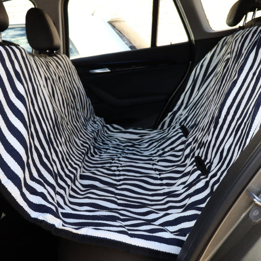 Mog and Bone Designer Dog Car Seat Cover - Navy  Hampton Stripe