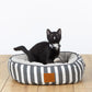 Reversible Cat Bed - Charcoal Hamptons Stripe