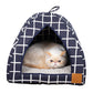 Mog and Bone Cat Bed Cat Igloo - Navy Check Print