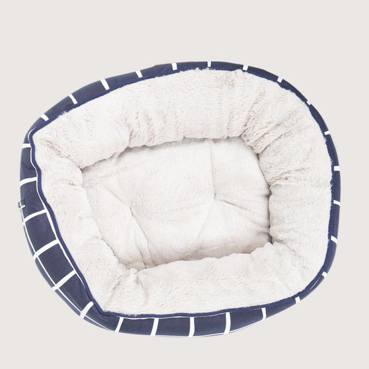 Cat Bed - Reversible - Navy Check Print