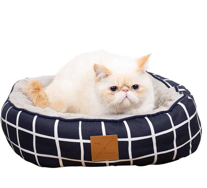 Cat Bed - Reversible - Navy Check