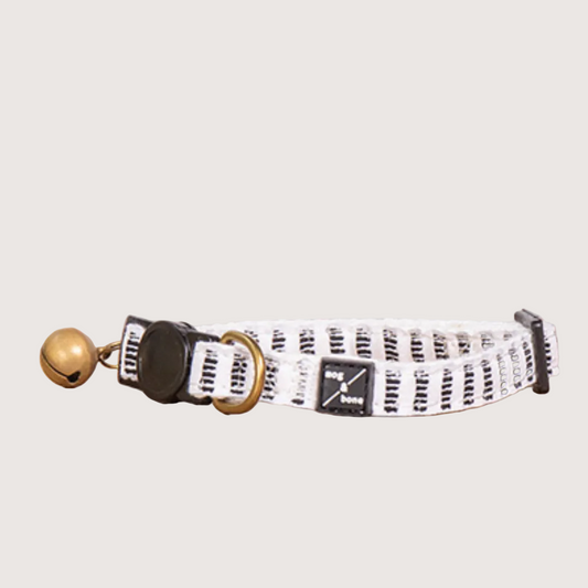 Cat Collar - Hemp - Black Mosaic Print