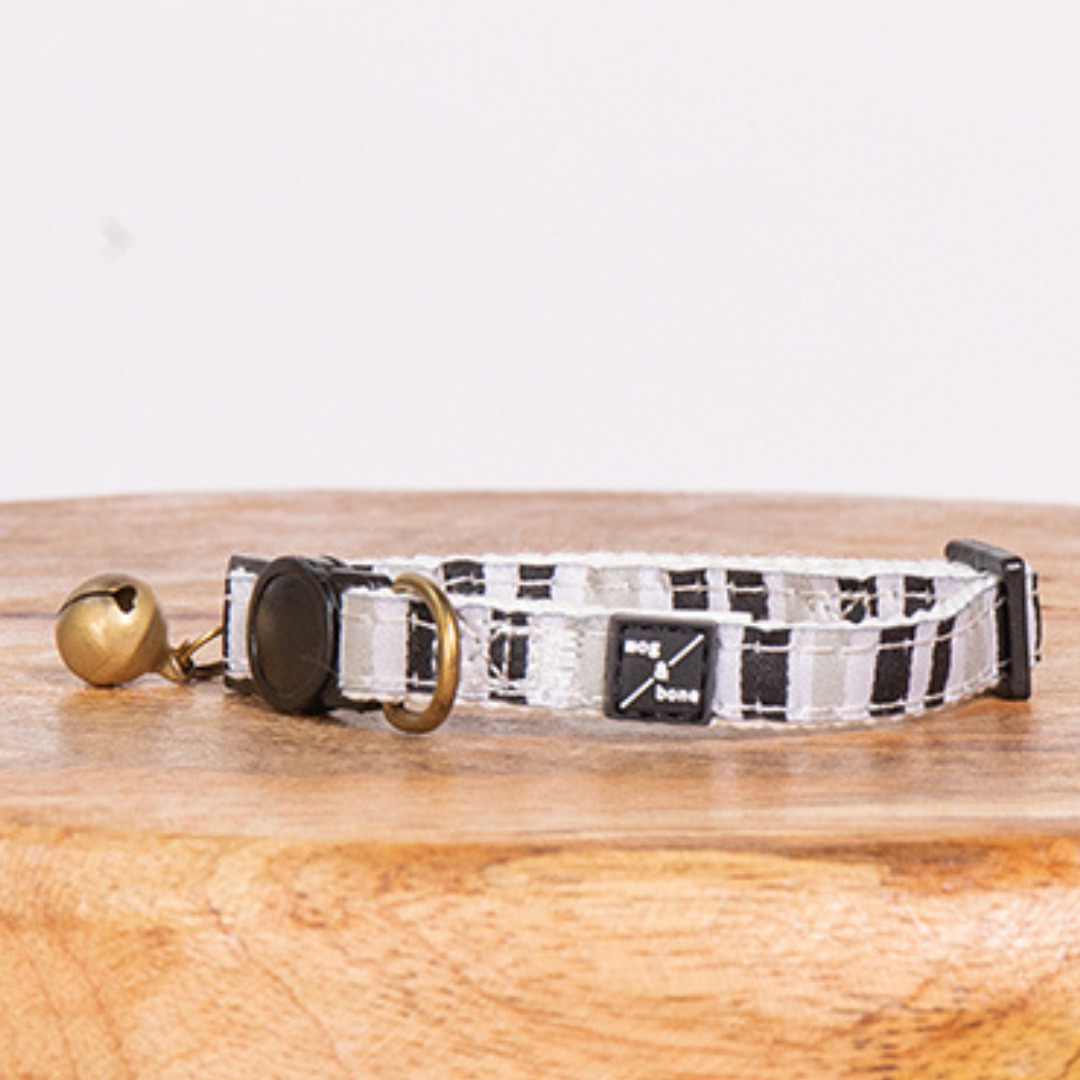 Cat Collar - Hemp - Pebble Black Brush Stroke Print