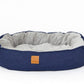 Mog and Bone 4 Seasons Reversible Circular Dog Bed in Blue Denim designer print