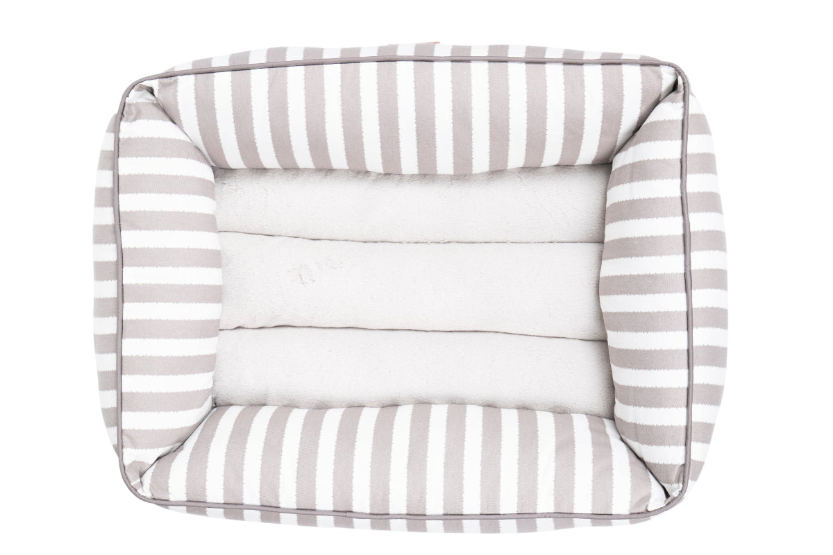 Mog & Bone Pet Products Bolster Dog Bed  - Latte Hampton Stripe Print