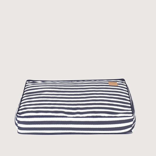 Mog and Bone Classic Cushion Dog Bed - Navy Hamptons Stripe Print