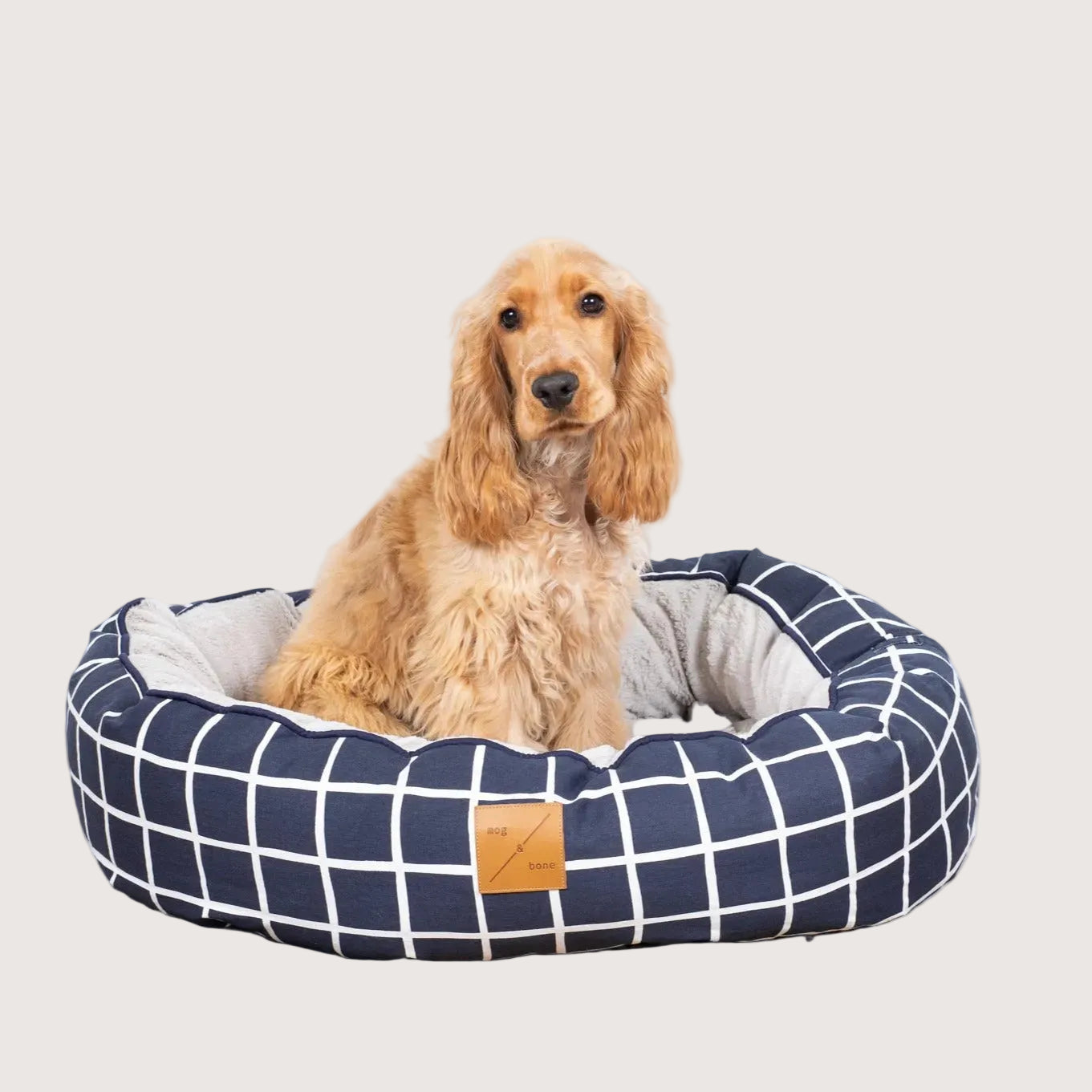 Mog & Bone Pet Products 4 Seasons Reversible Circular Dog Bed - Navy Check Print