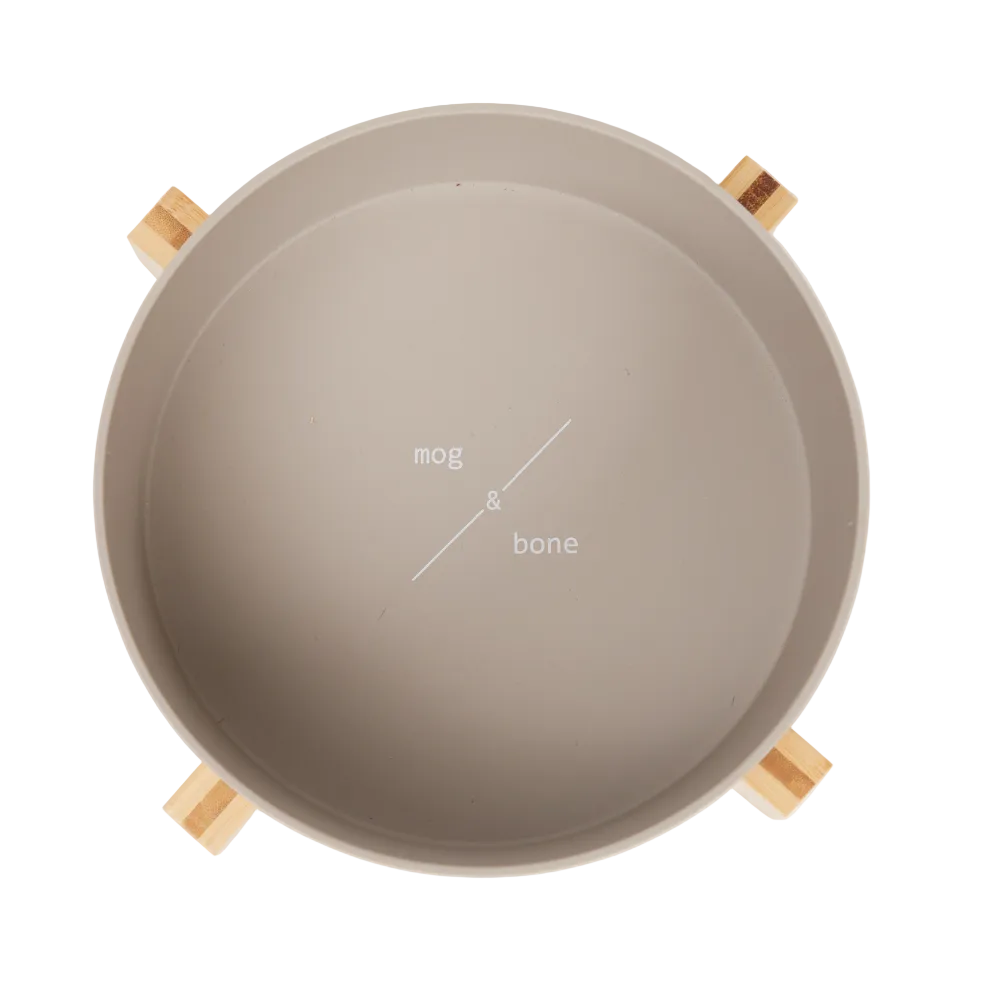 Bamboo Dog Bowl - Single with Stand - Mocha