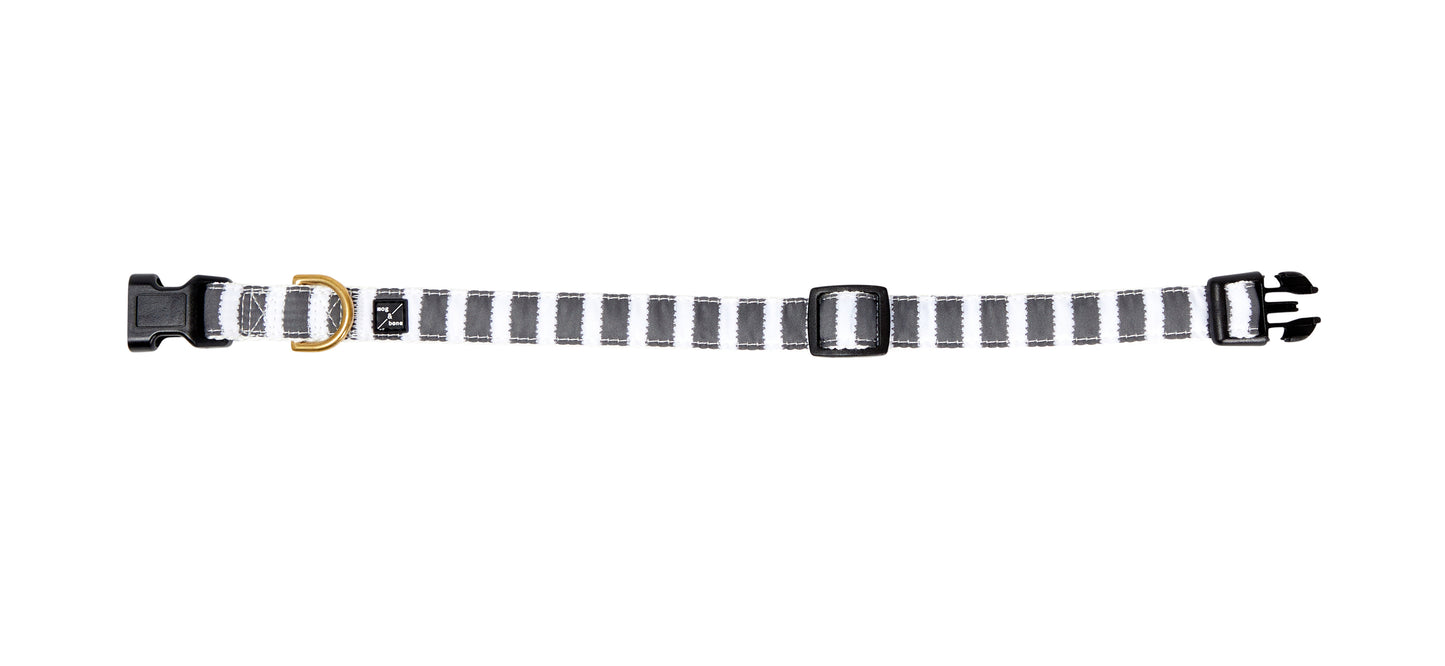 Hemp Dog Collar - Charcoal Hamptons Stripe Print