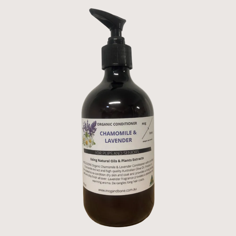 CHAMOLMILE AND LAVENDER DOG CONDITIONER With certified organic chamomile extract and delicate lavender fragrance