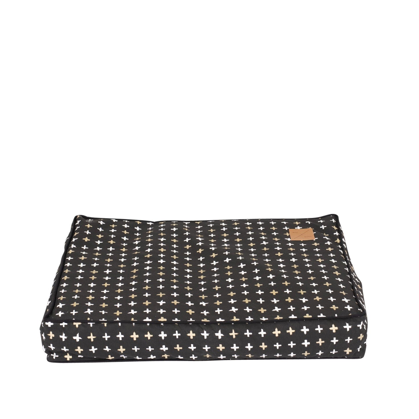 Mog and Bone Classic Cushion Dog Bed - Black Metallic Cross Print