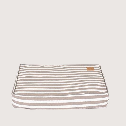 Mog and Bone Classic Cushion Dog Bed - Latte Hampton Stripe Print