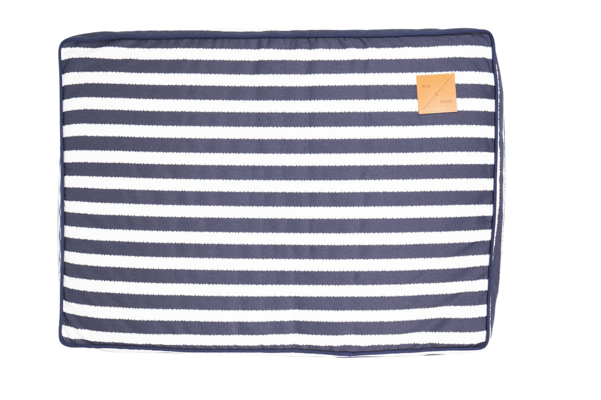 Mog and Bone Classic Cushion Dog Bed - Navy Hamptons Stripe Print