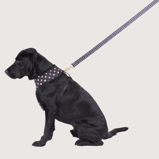 Neoprene Dog Harness - Black Metallic Cross Print