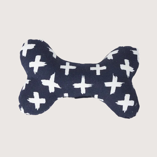 Toy - Bone Shape, soft - Navy Cross Print