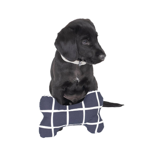 Toy - Bone Shape, soft - Navy Check Print