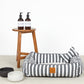 Toy - Bone Shape, soft - Charcoal Hamptons Stripe