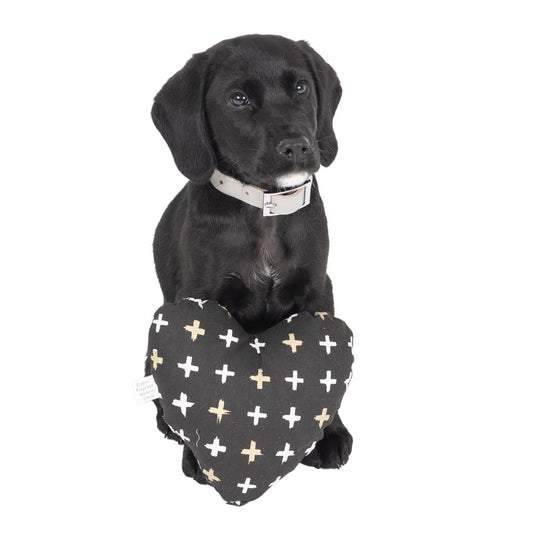 Toy - Heart Shaped, soft - Black Metallic Cross Print
