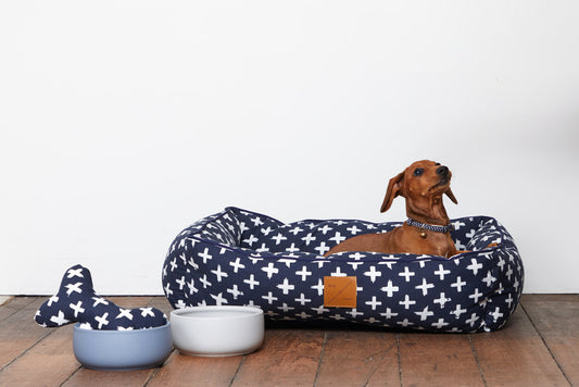 Toy - Bone Shape, soft - Navy Cross Print