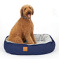 Mog and Bone 4 Seasons Reversible Circular Dog Bed in Blue Denim designer print