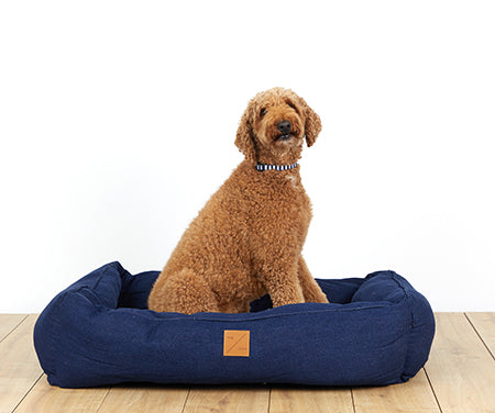 Mog & Bone Pet Products Bolster Dog Bed - Blue Denim