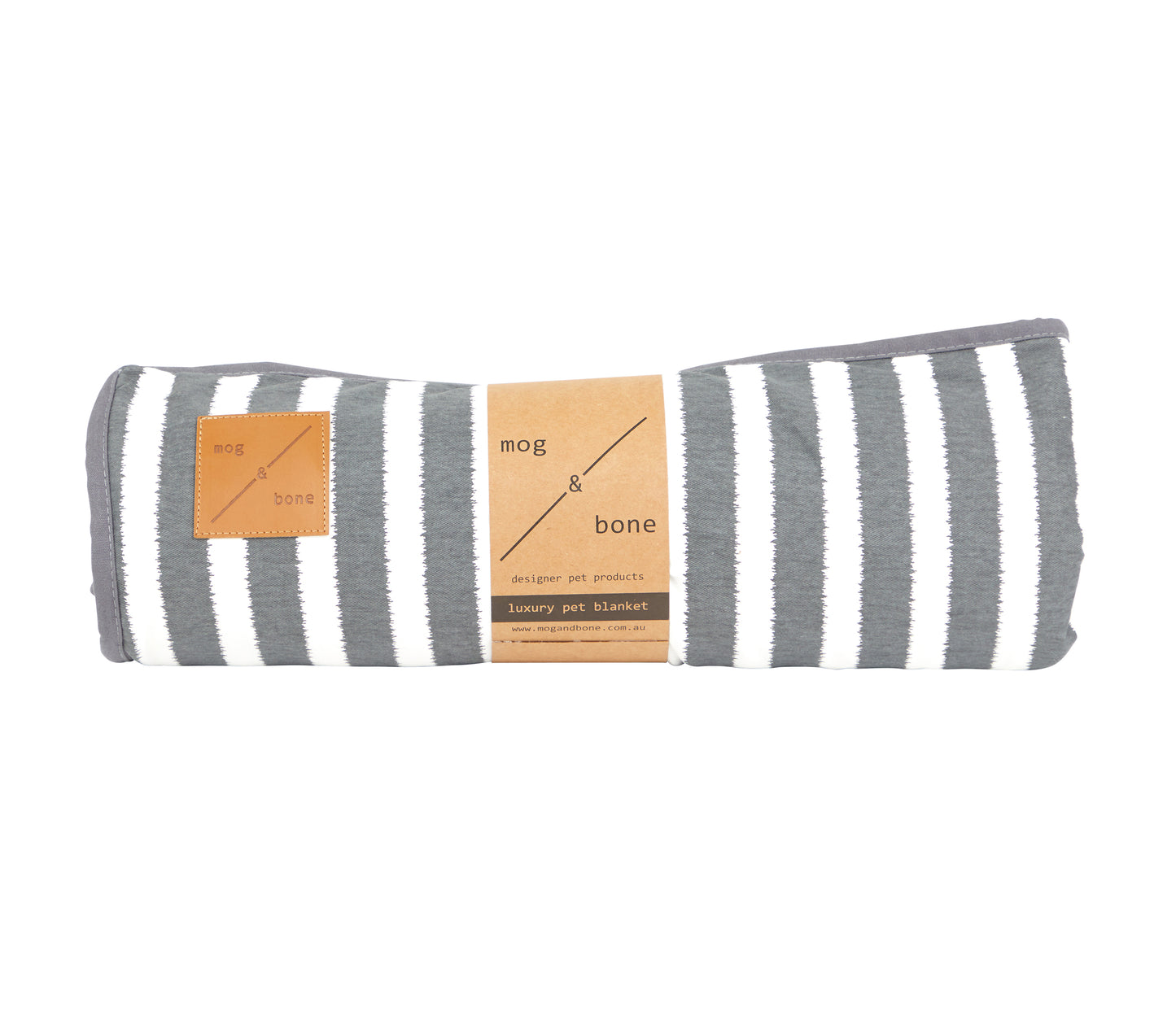 Mog and Bone Designer Dog Fleece Blanket - Charcoal Hamptons Stripe Print